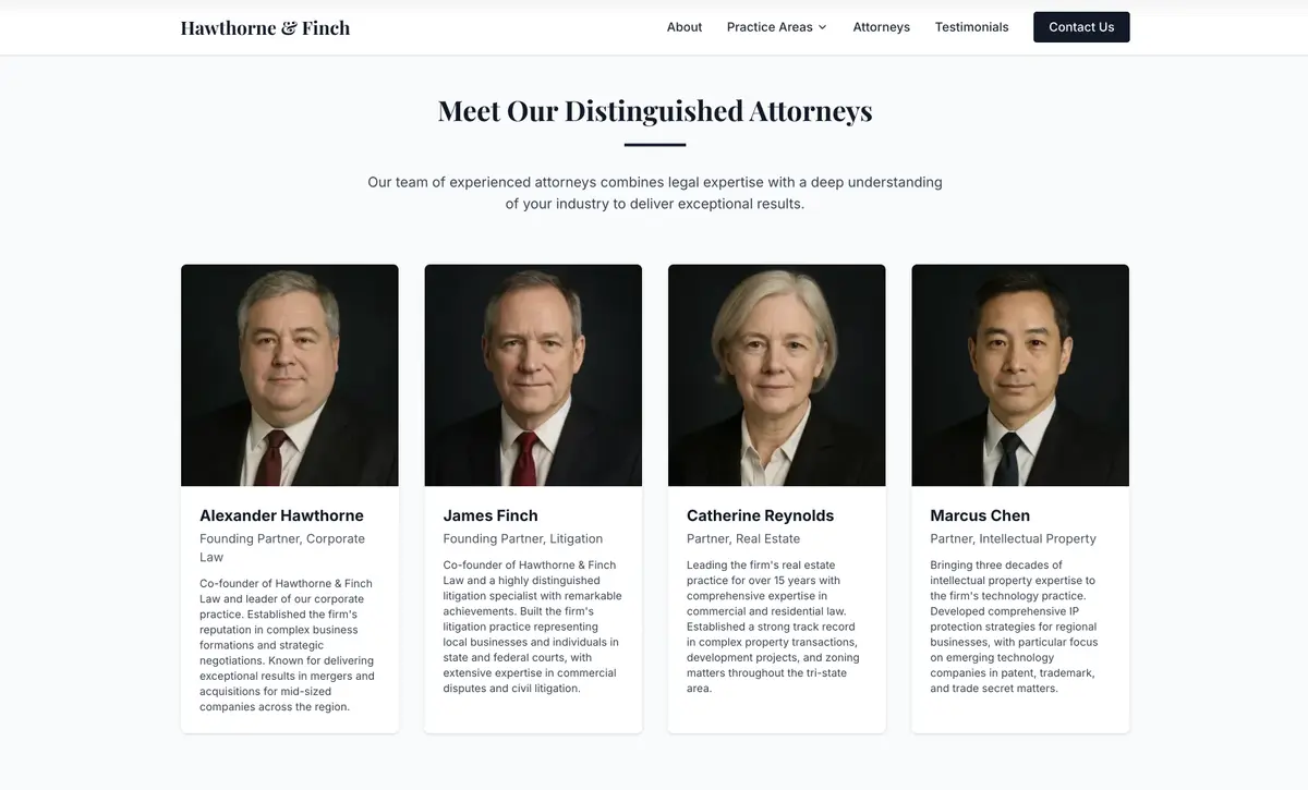 Hawthorne & Finch Law Website - Homepage