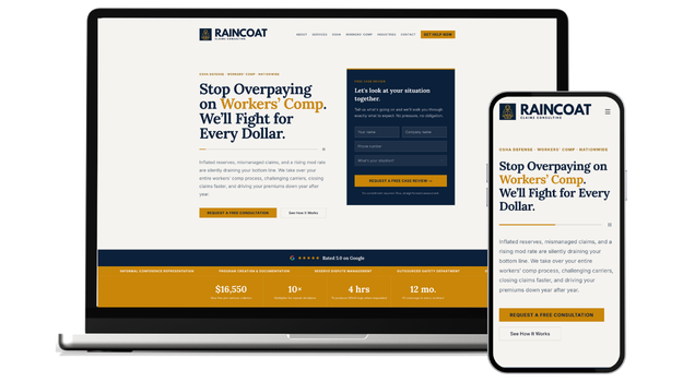 Screenshot of Raincoat Claims - Claims Consulting / Next.js Website project